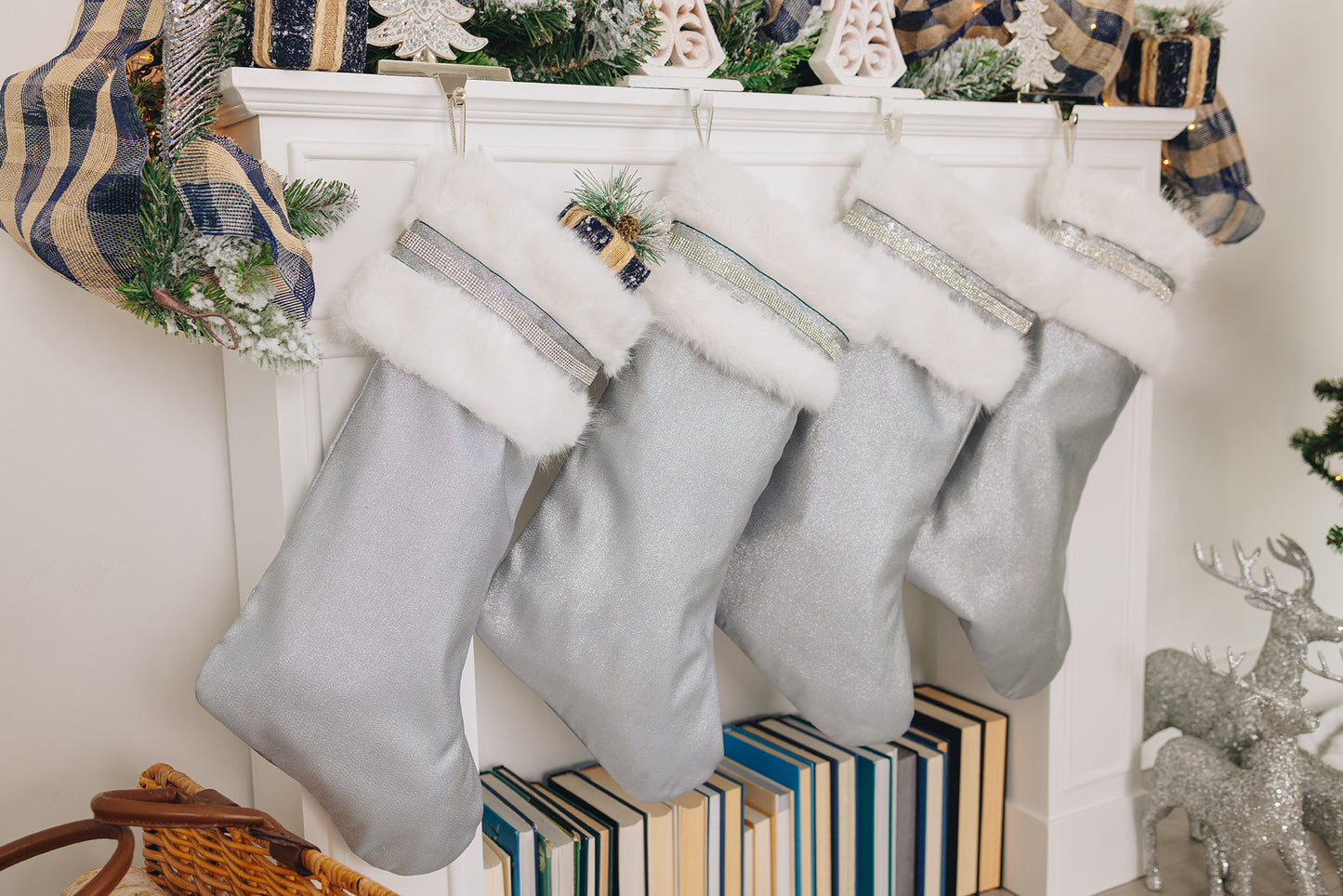 Silver Designer Christmas Stockings