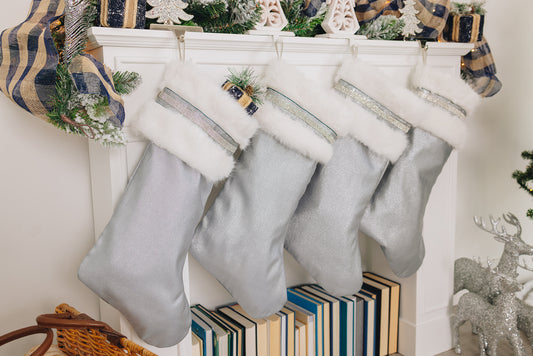 Silver Designer Christmas Stockings