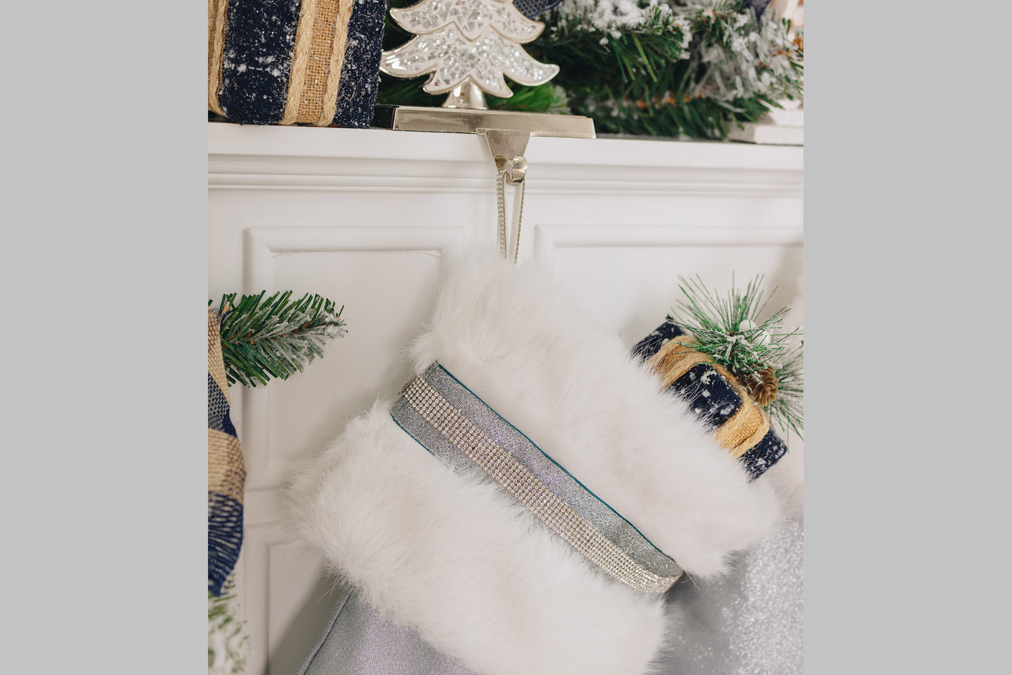 Silver Designer Christmas Stockings